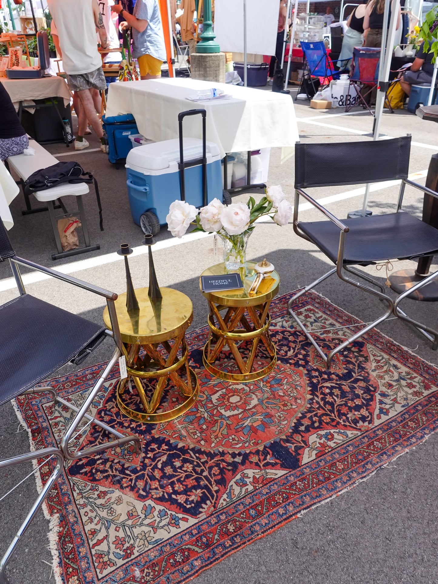 Vintage Brass Side Tables