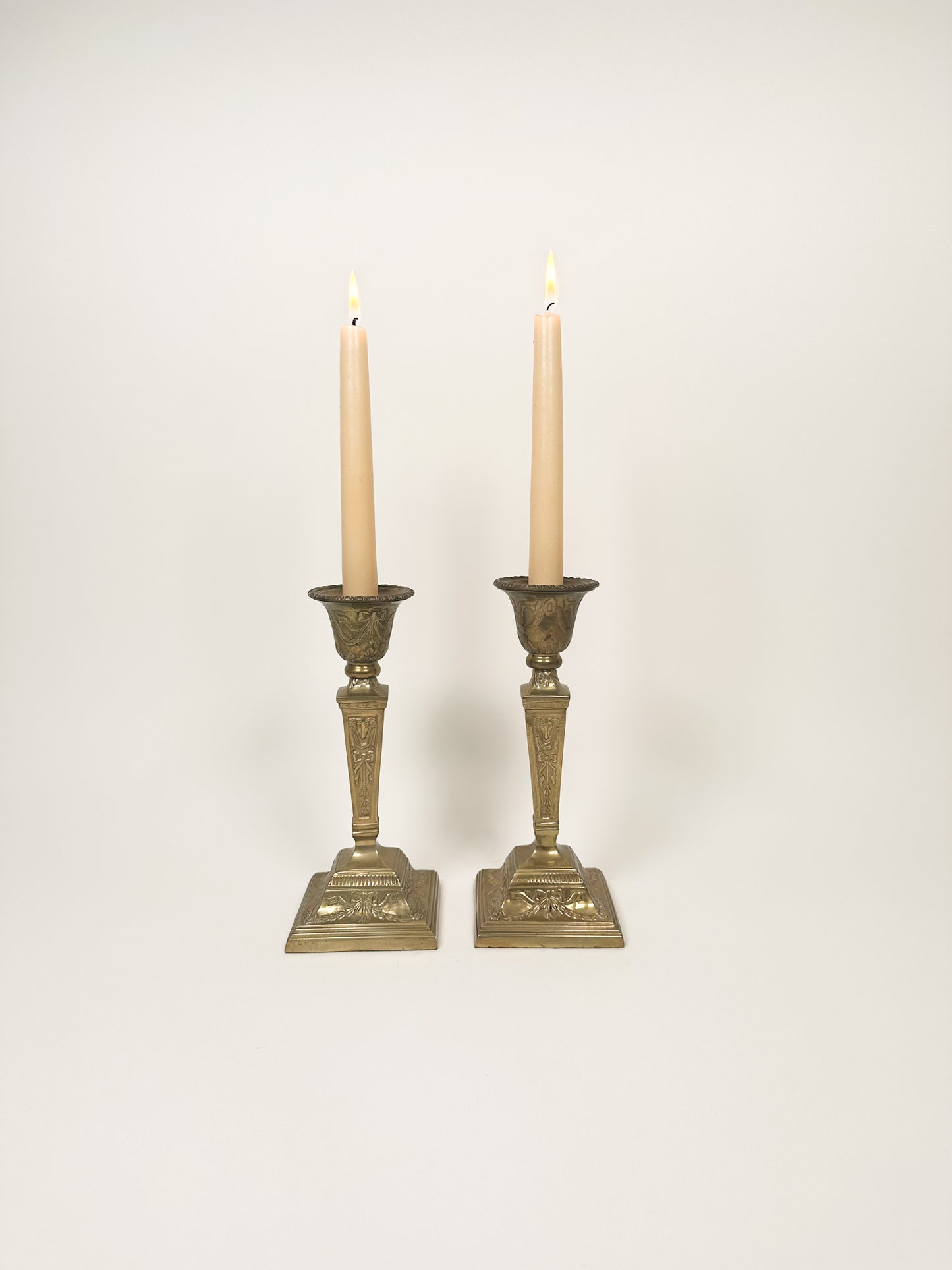 Vintage Brass Bow Candle Holders