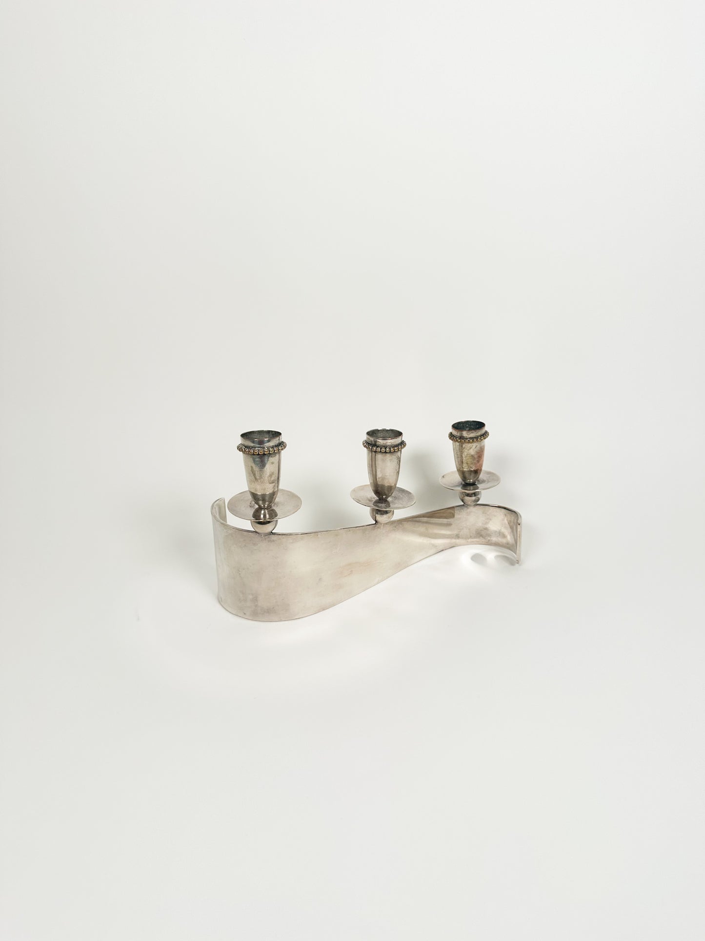 Vintage Curvy Silver-Plated Candle Holder