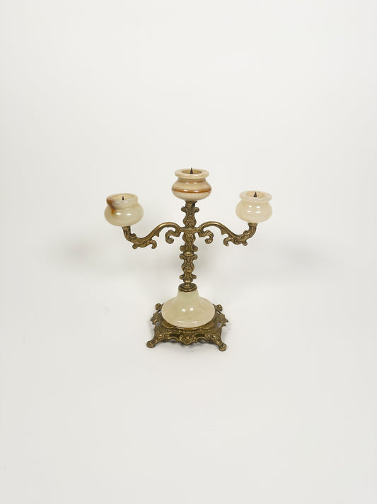 Vintage Onyx & Brass Candelabra