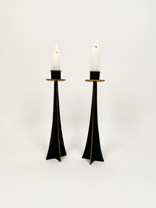 Bronze Brutalist Candle Holders