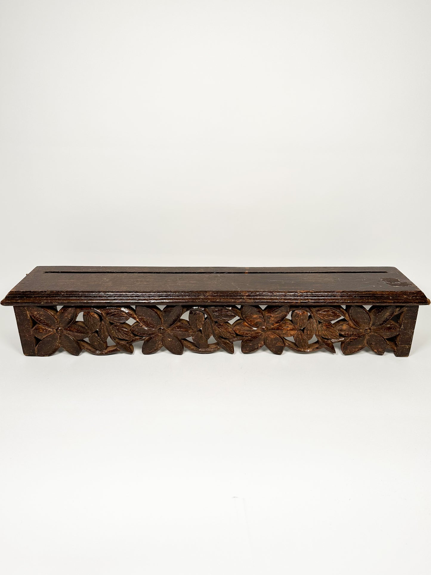 Hand Carved Wood Floral Shelf