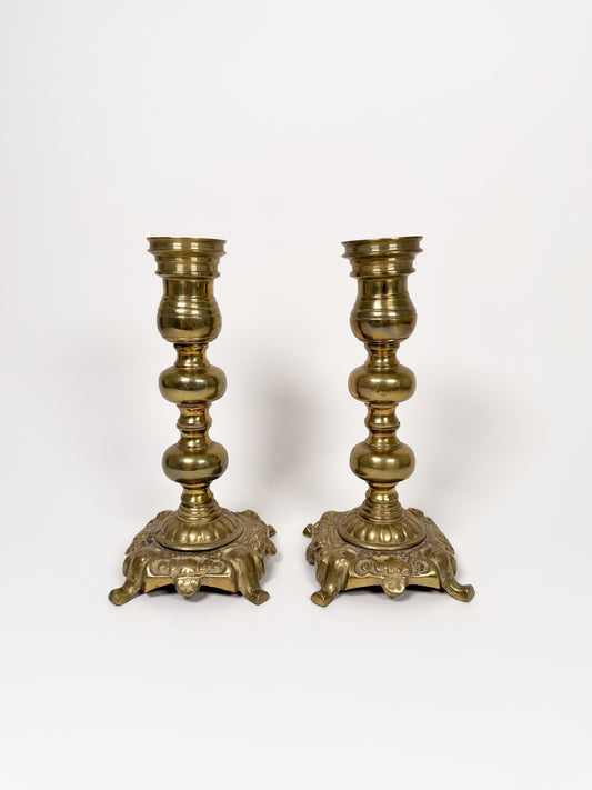 Vintage Ornate Brass Candle Holders