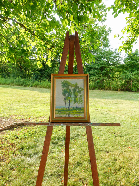 Vintage Tree Scene Oil Painting