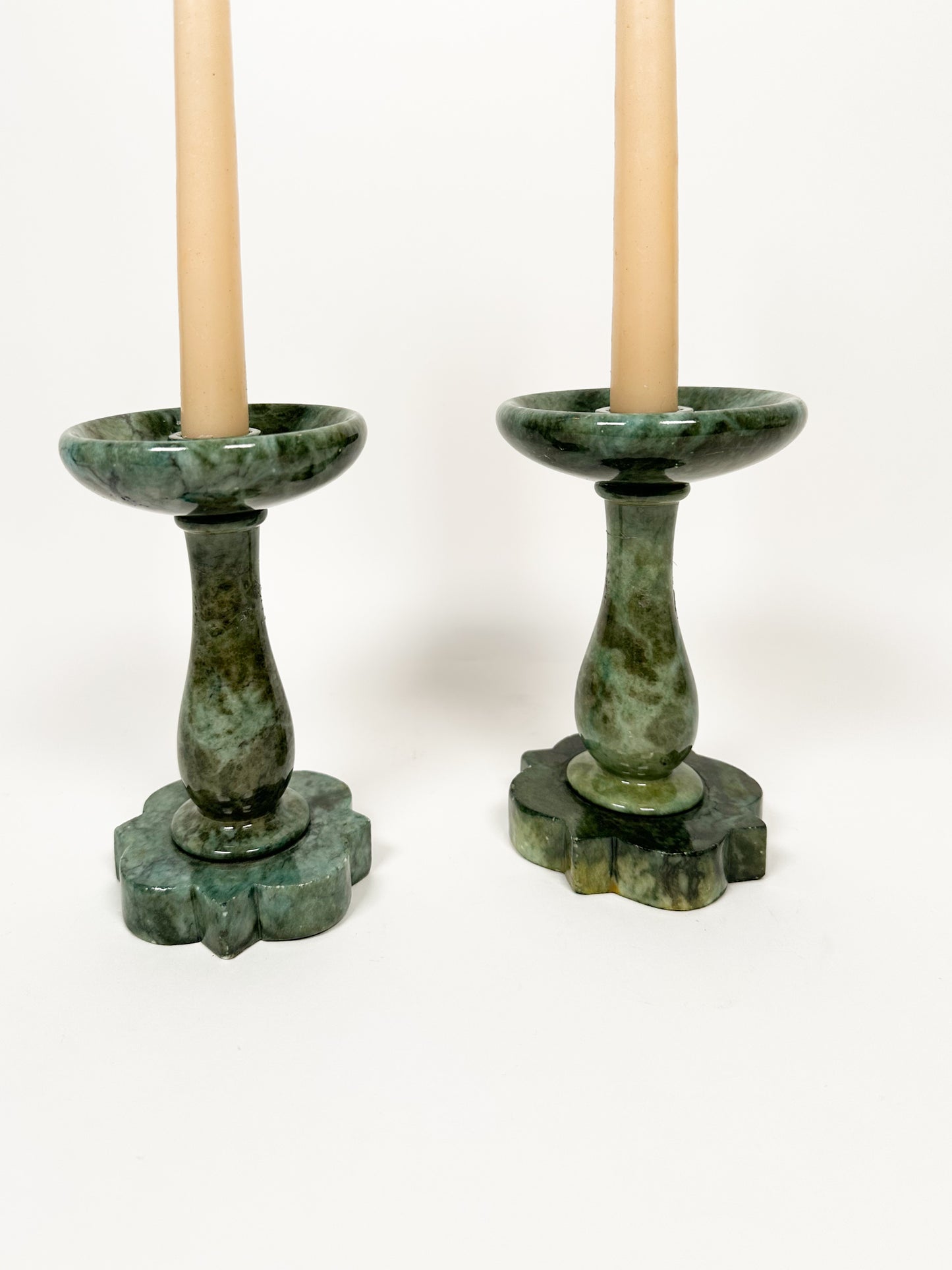 Green Marble Candlestick Holders