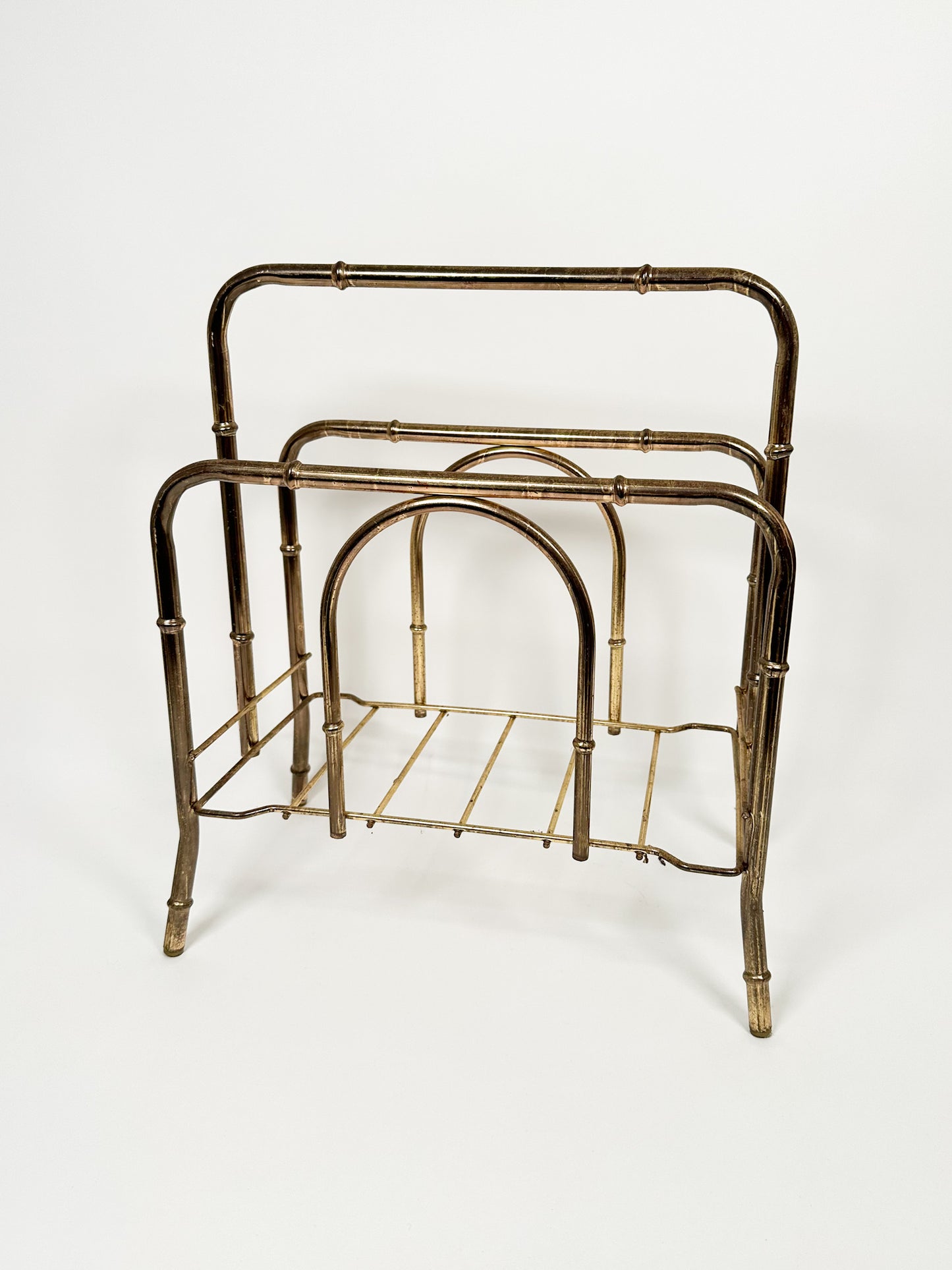 Gold Metal Bamboo Record Rack