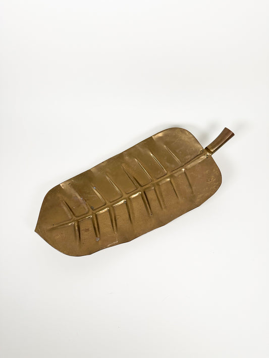 Vintage Footed Brass Leaf Tray