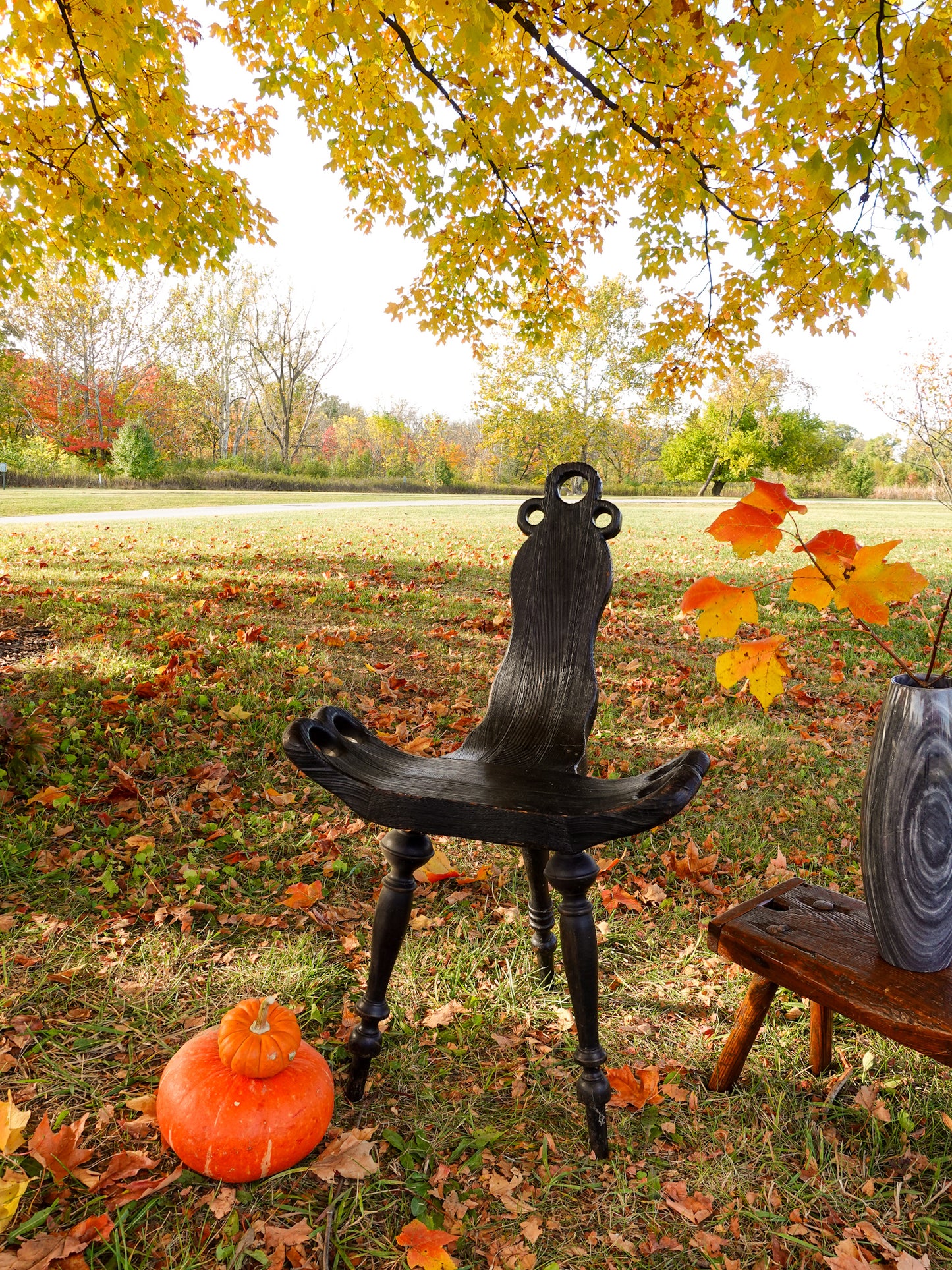 Antique Black Milking Stool