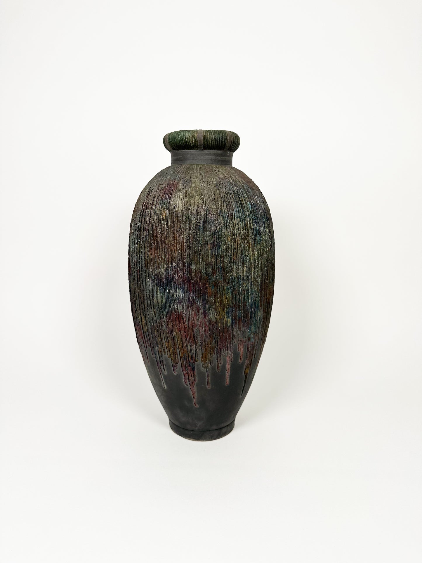 Large Handmade Raku Vase