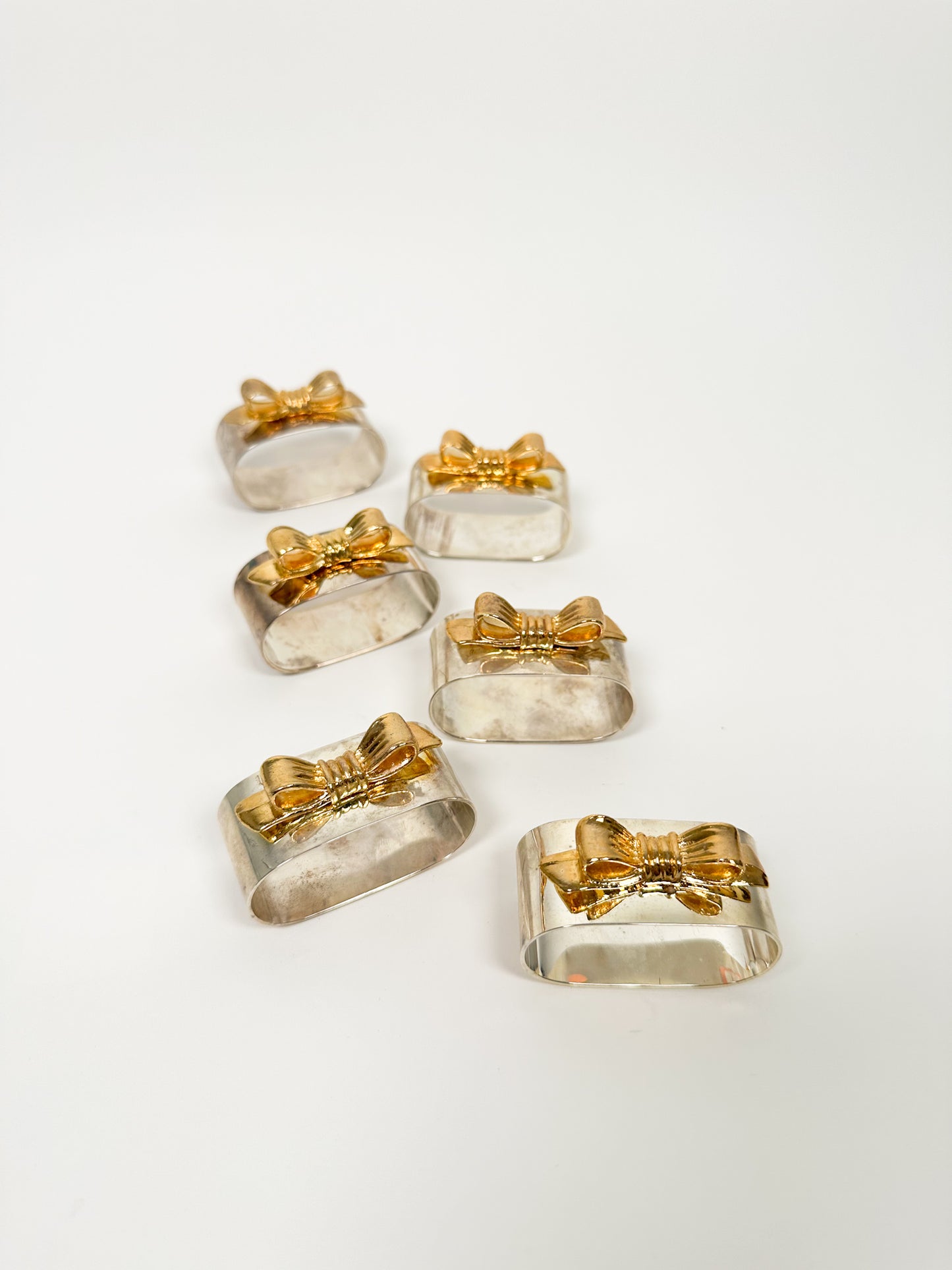 Vintage Brass Bow Napkin Rings (6)