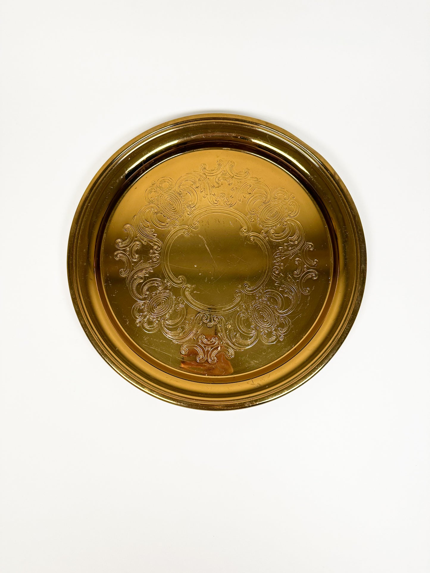 Gold Round Floral Tray