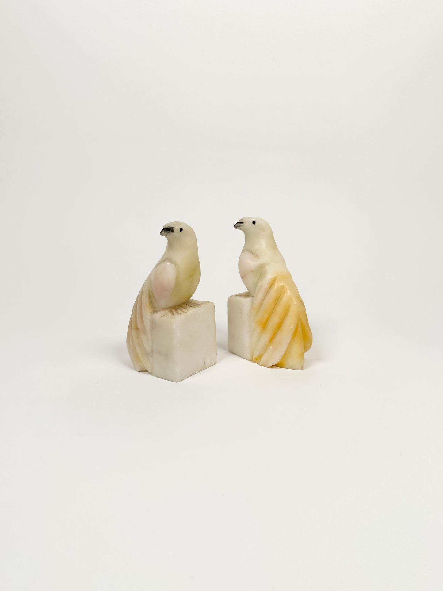 Alabaster Parrot Bookends