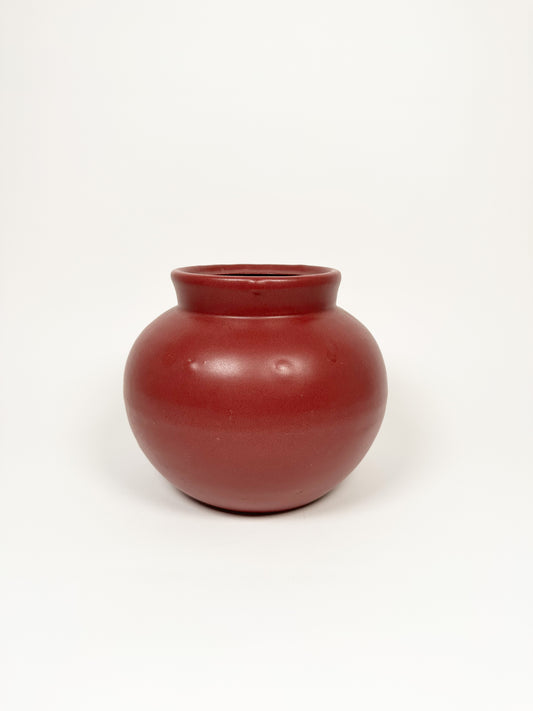 Large Round Burgundy Vase