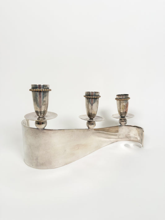 Vintage Curvy Silver-Plated Candle Holder