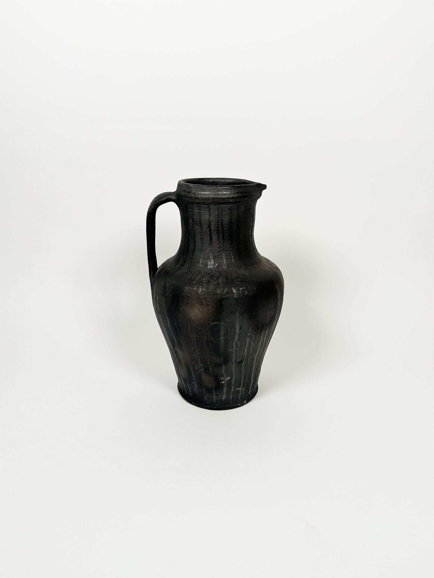 Handmade Black Ceramic Pitcher