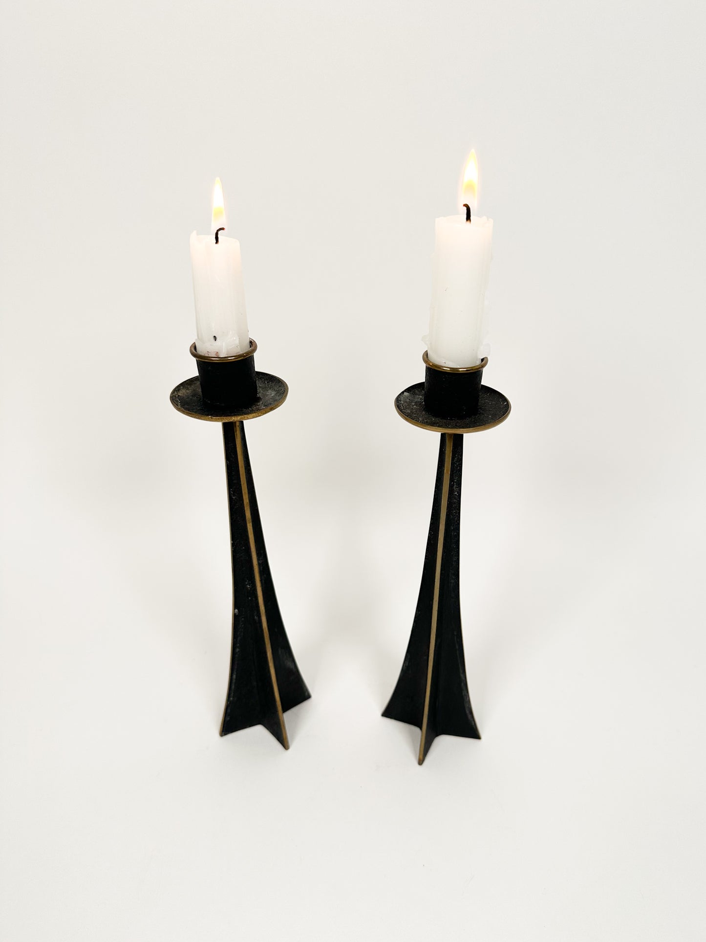 Bronze Brutalist Candle Holders