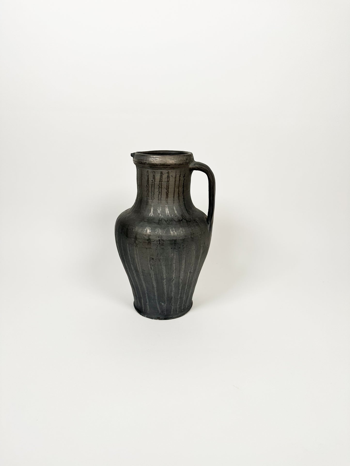 Handmade Black Ceramic Pitcher