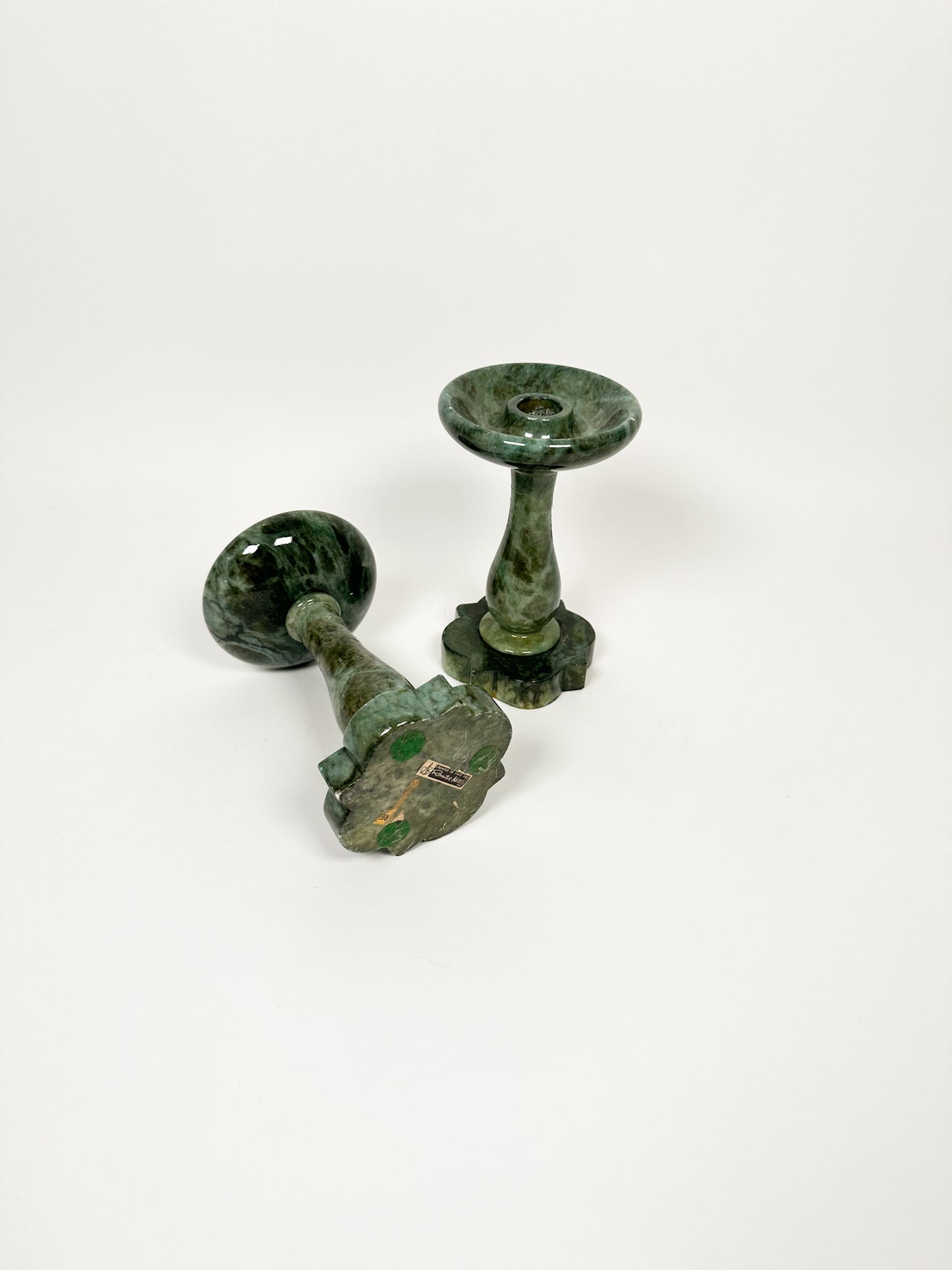 Green Marble Candlestick Holders