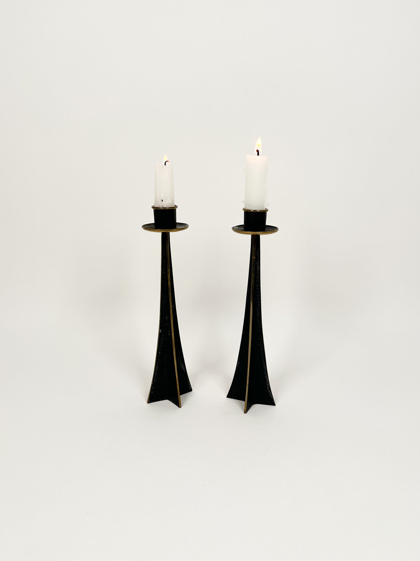 Bronze Brutalist Candle Holders