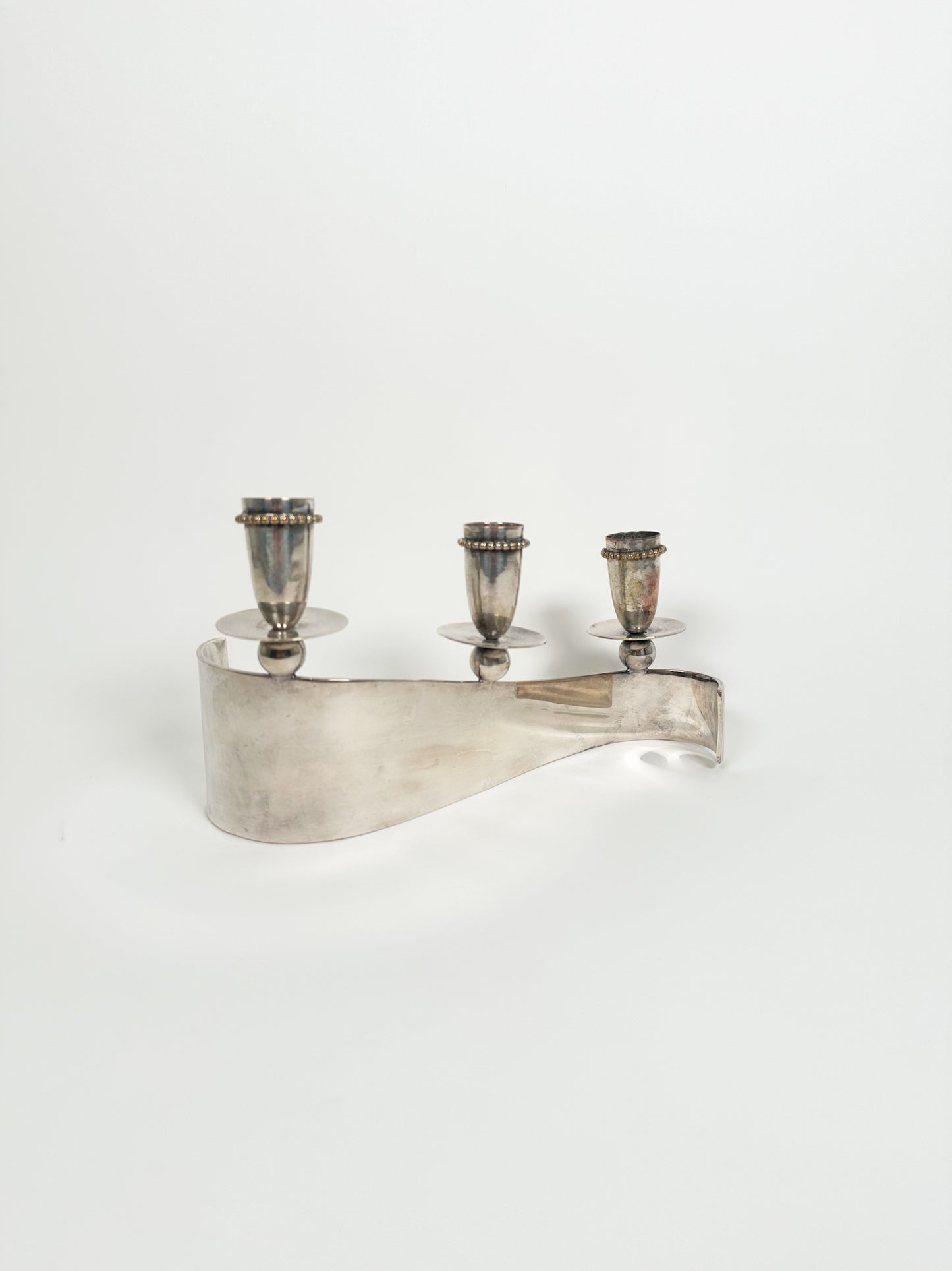 Vintage Curvy Silver-Plated Candle Holder