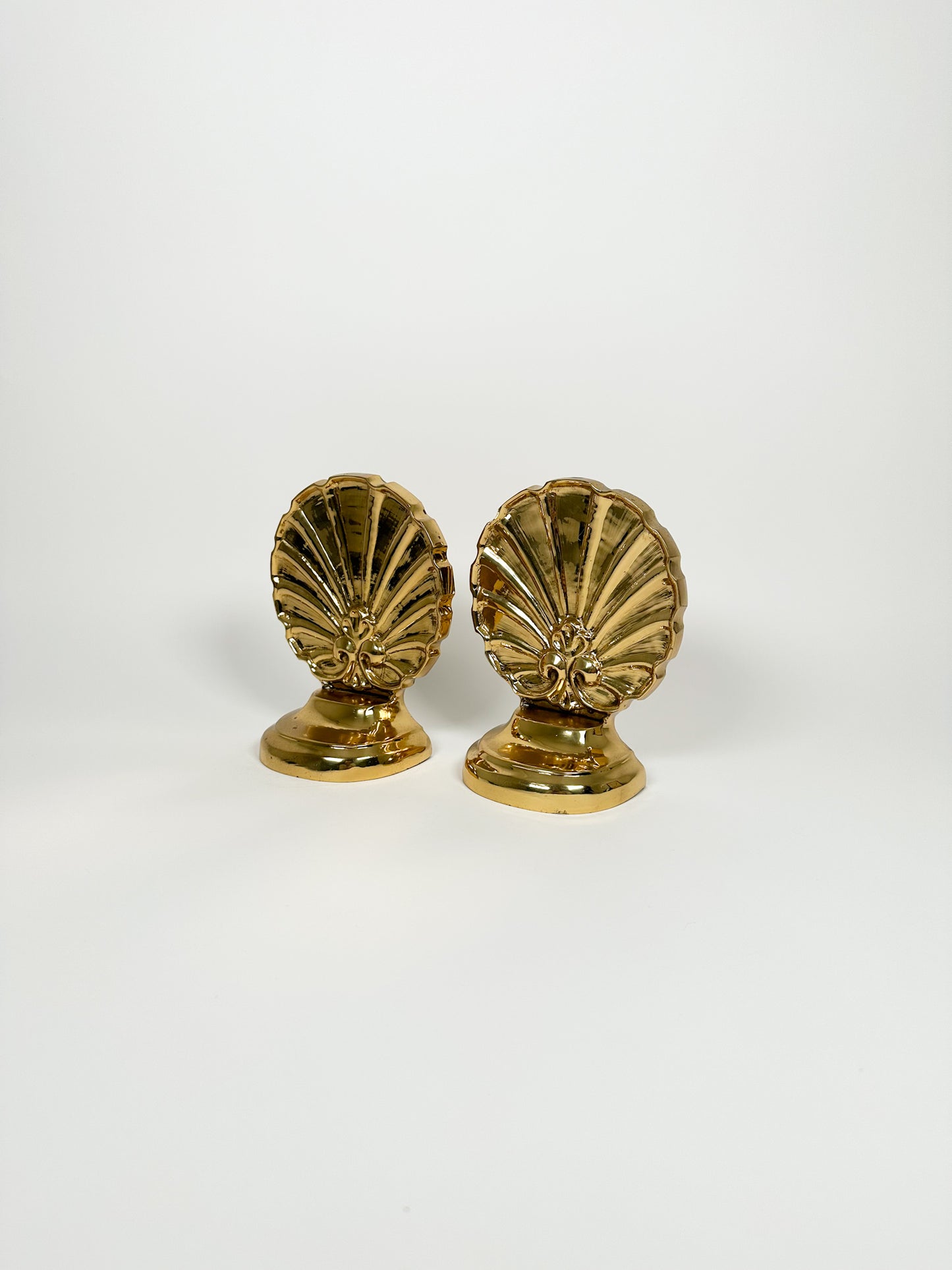Vintage Gold Shell Bookends
