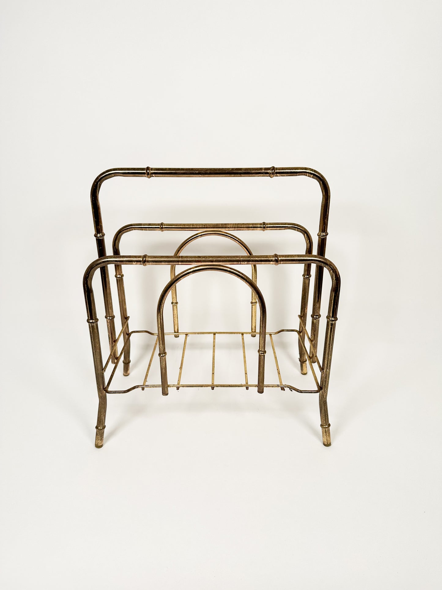 Gold Metal Bamboo Record Rack