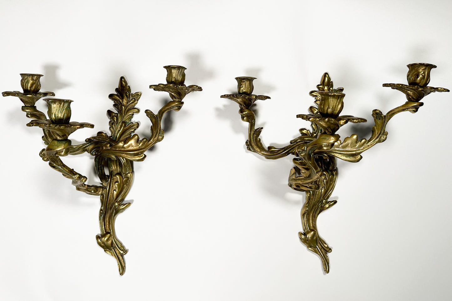 Large Vintage Solid Brass Sconces