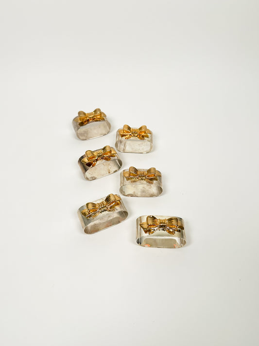 Vintage Brass Bow Napkin Rings (6)