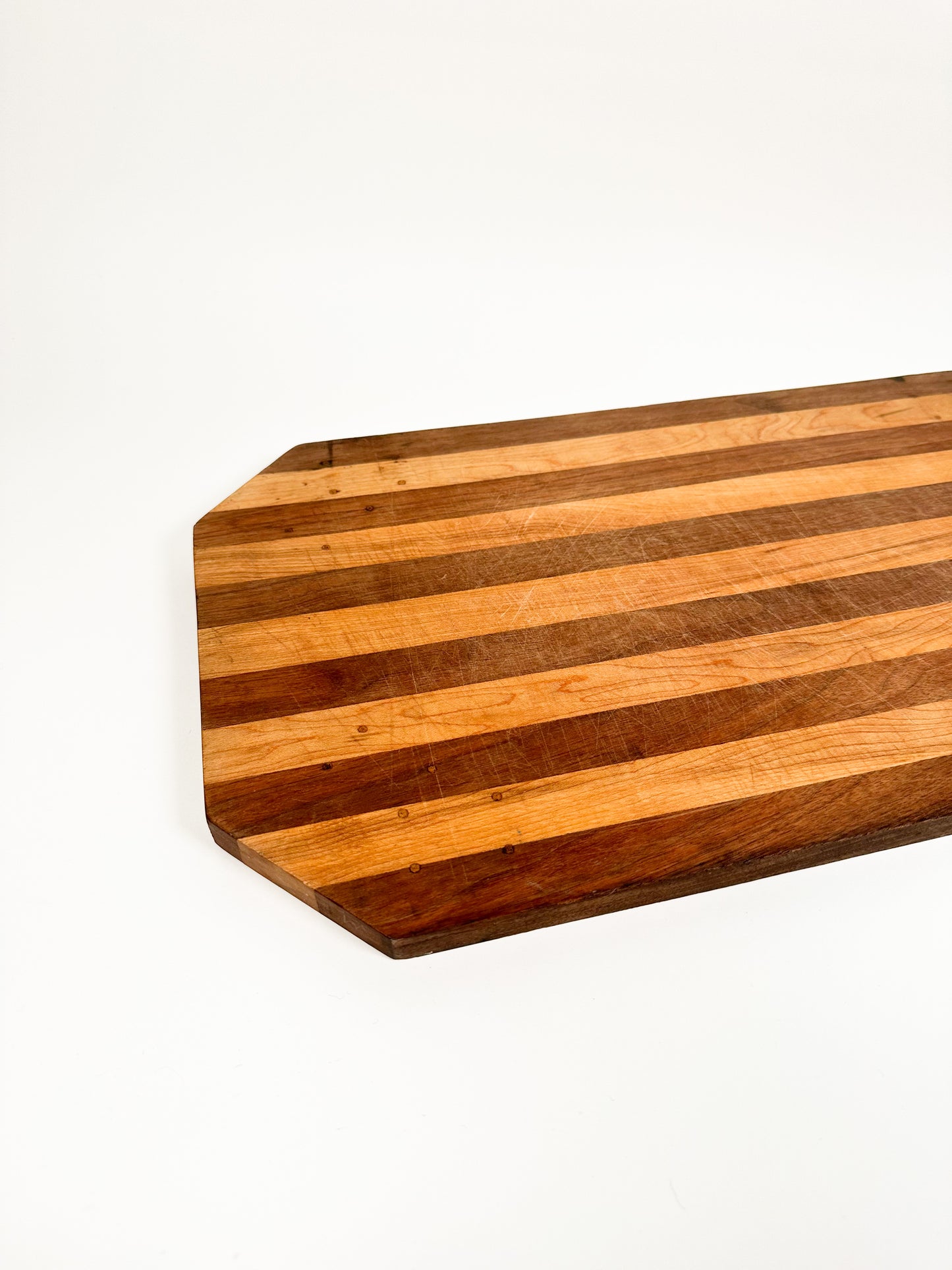 Vintage Handmade Striped Wood Cutting Board