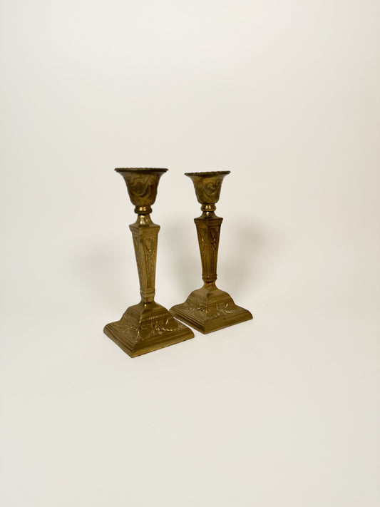 Vintage Brass Bow Candle Holders