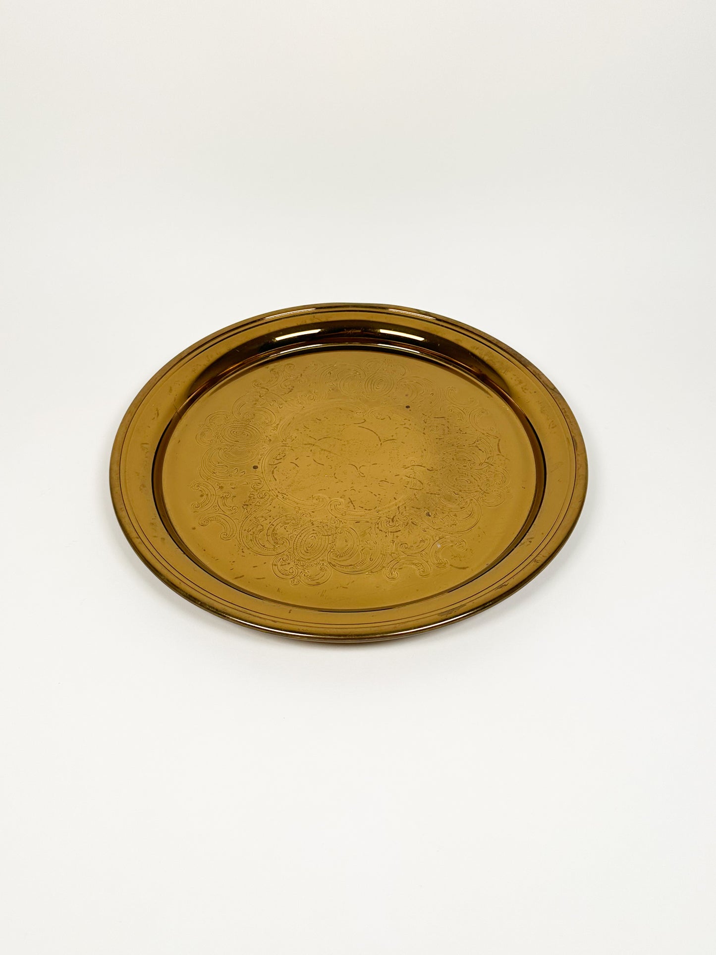 Gold Round Floral Tray
