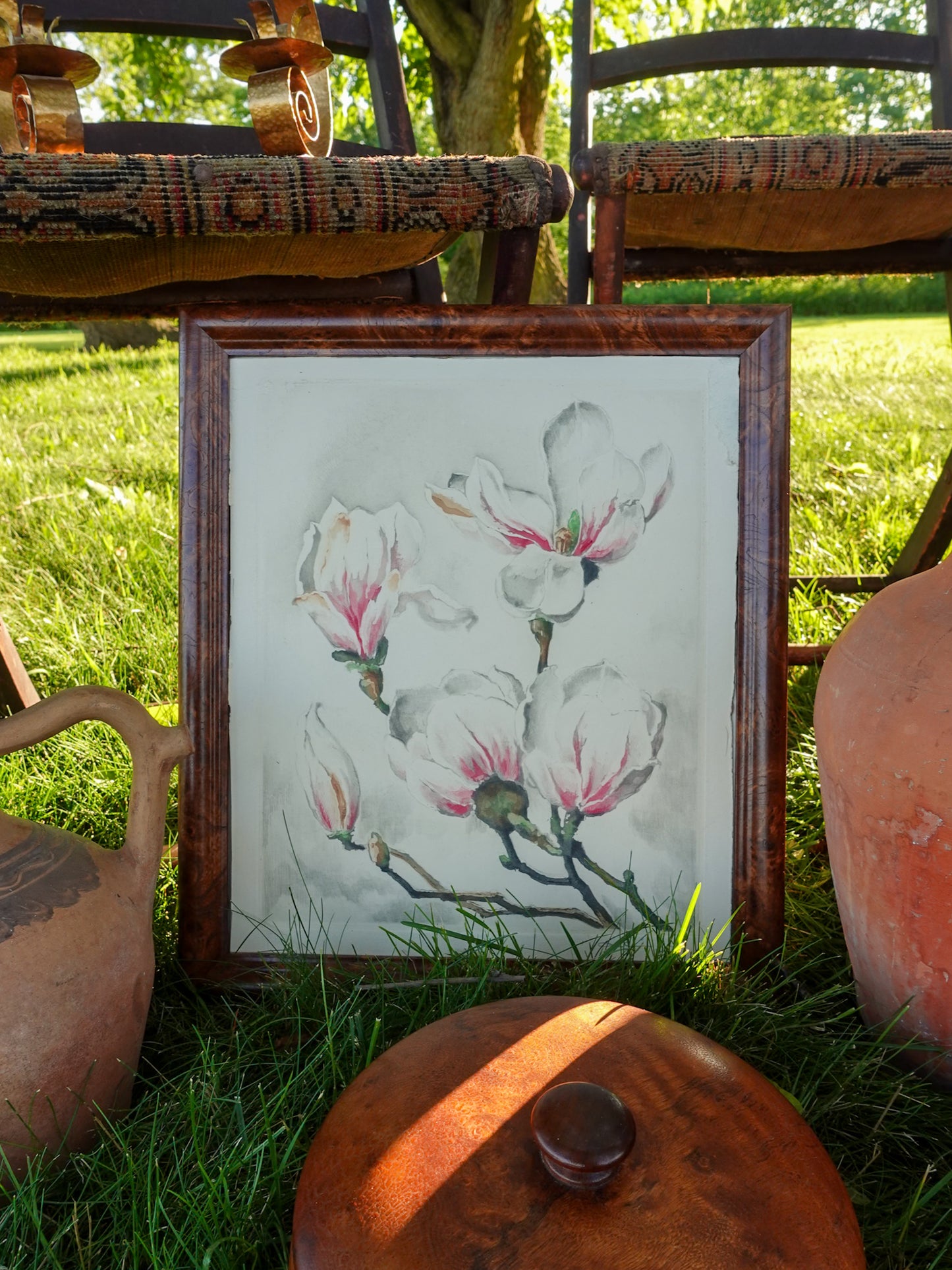 Signed Magnolia Etching