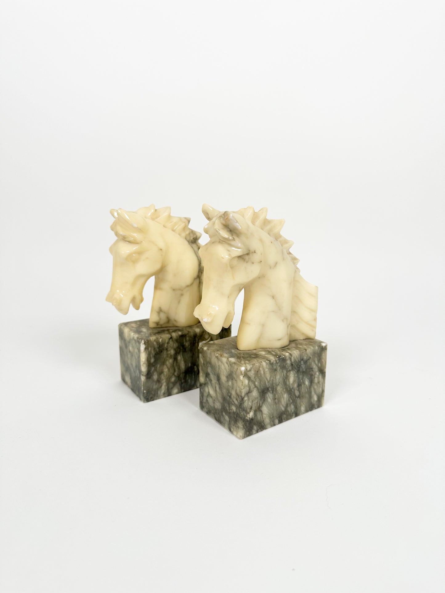 Vintage Alabaster Horse Bookends