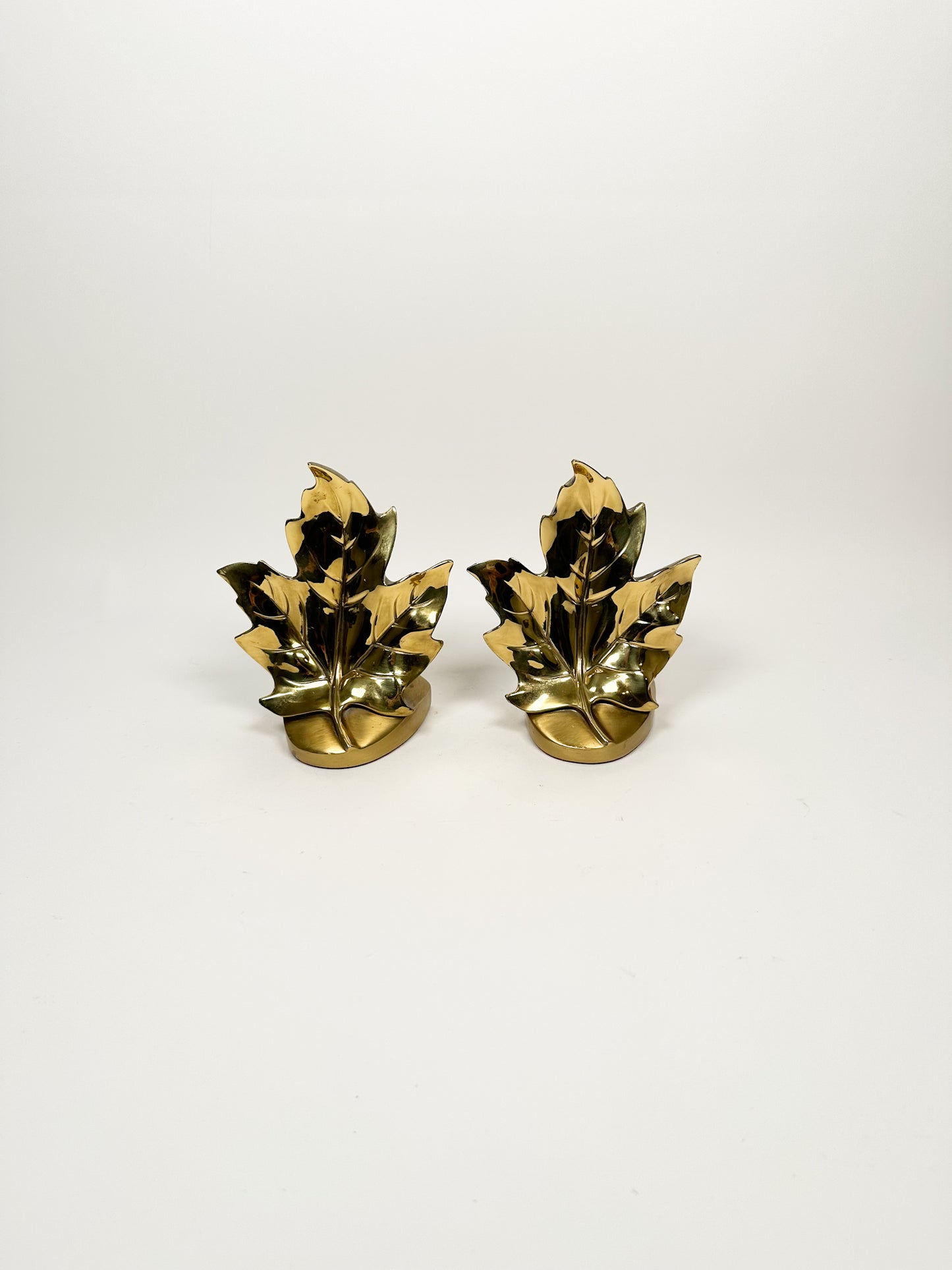 Brass Maple Leaf Bookends