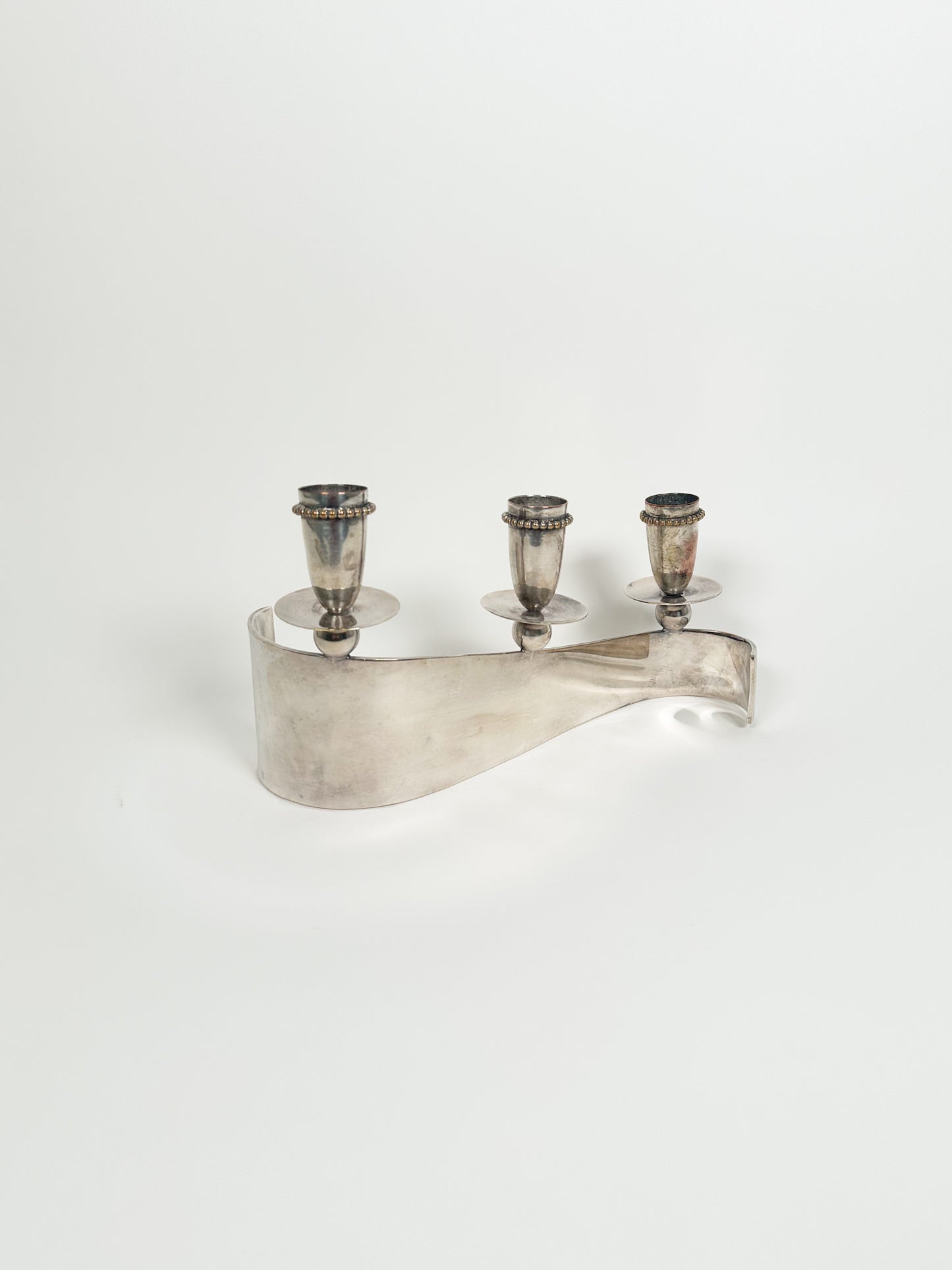 Vintage Curvy Silver-Plated Candle Holder