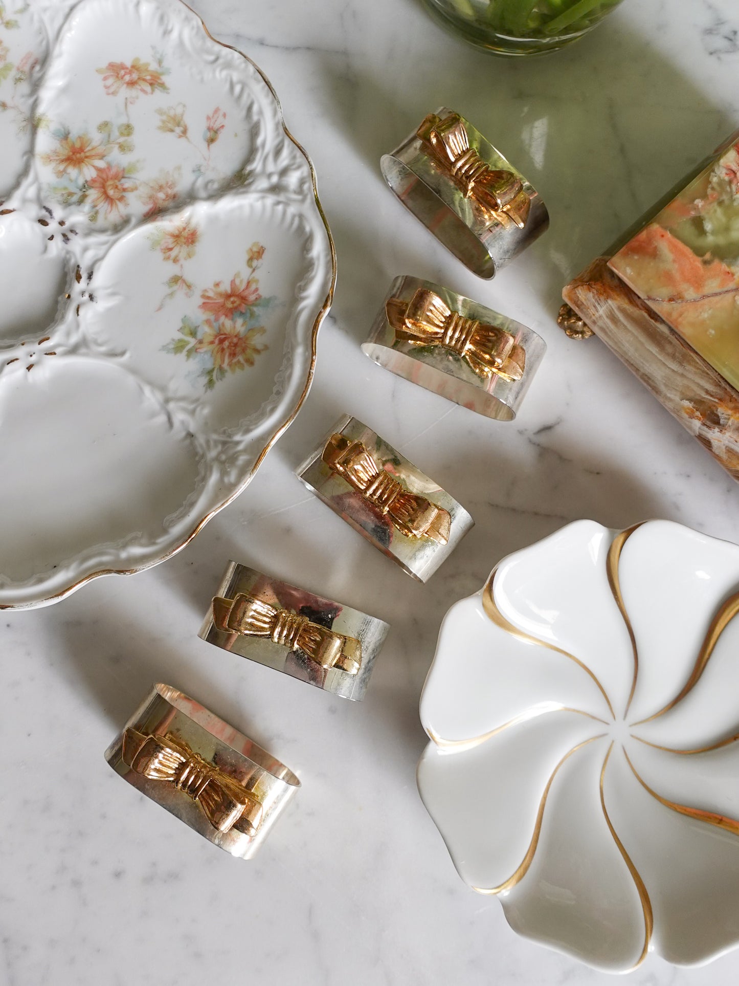 Vintage Brass Bow Napkin Rings (6)