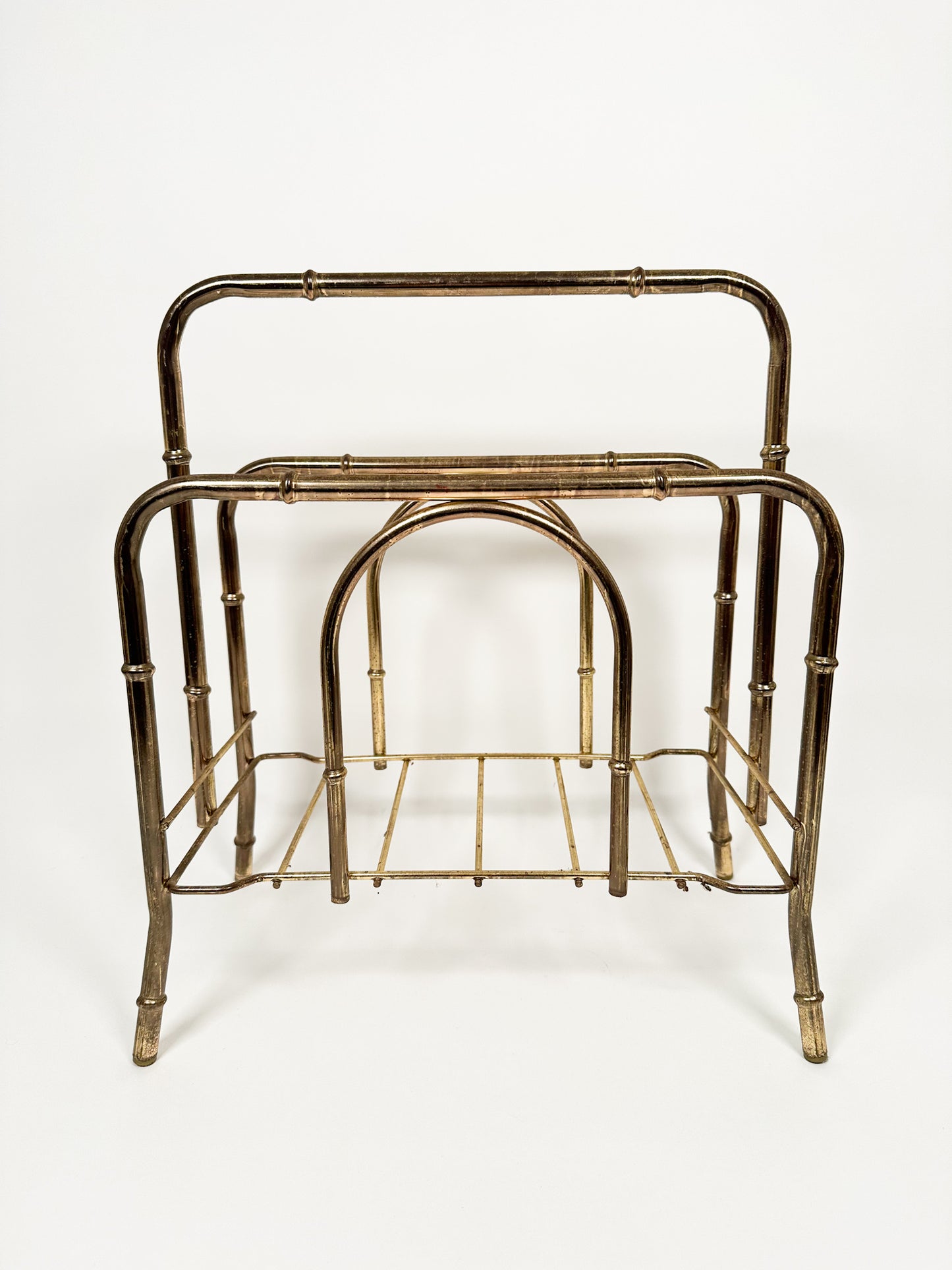Gold Metal Bamboo Record Rack