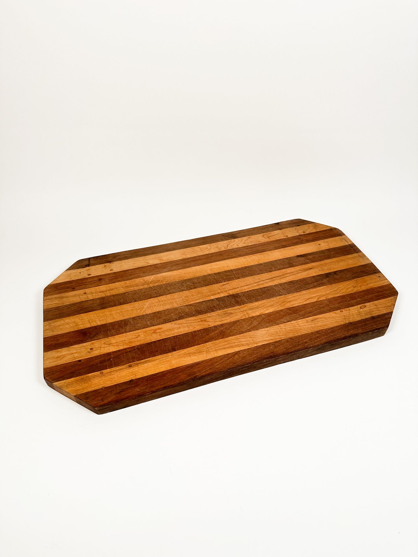 Vintage Handmade Striped Wood Cutting Board