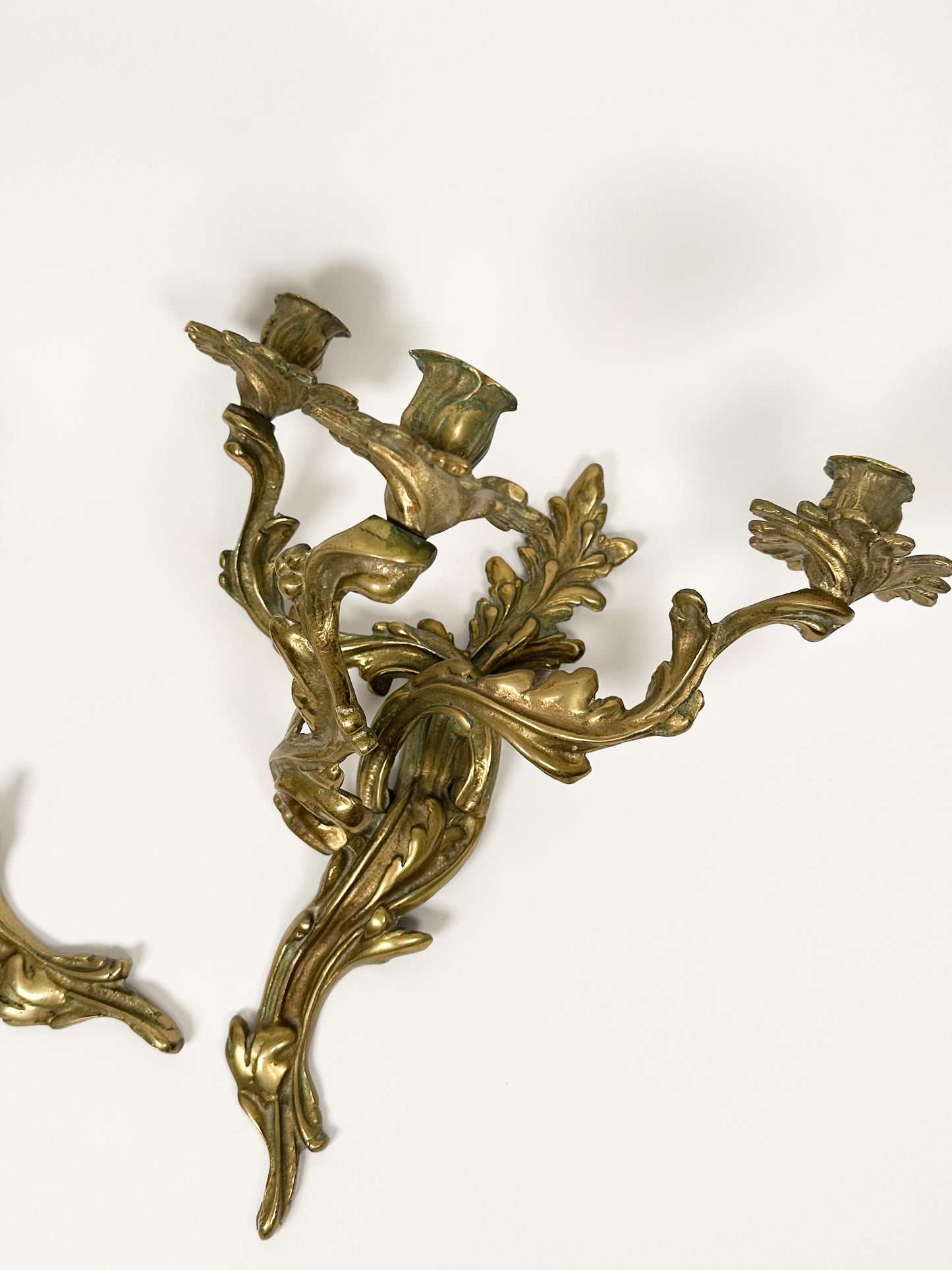 Large Vintage Solid Brass Sconces