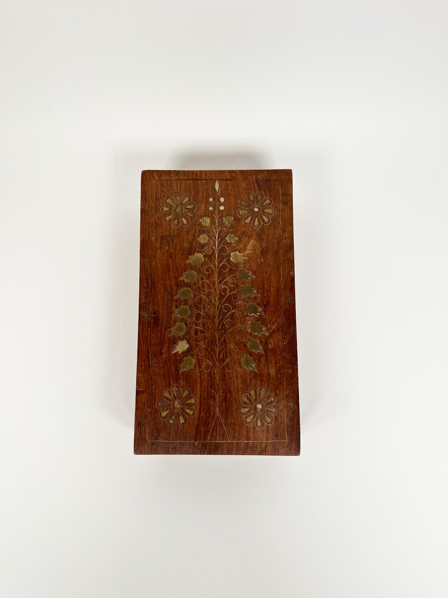 Gold Floral Inlay Wood Box