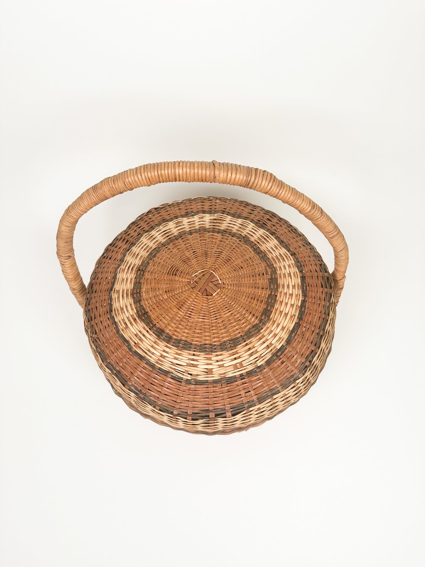 Vintage Striped Lidded Basket