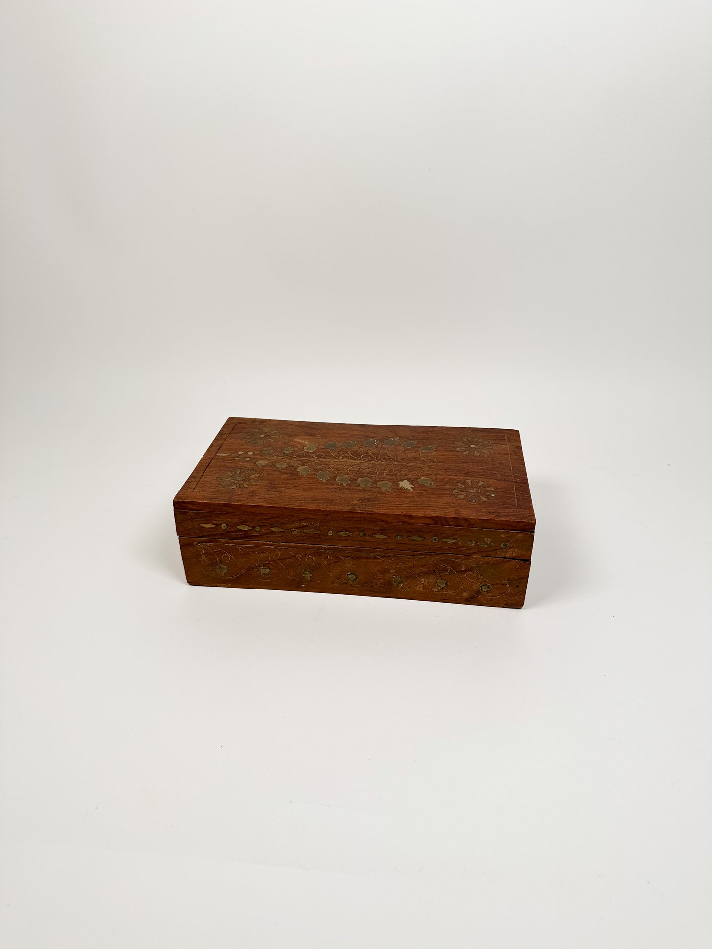 Gold Floral Inlay Wood Box