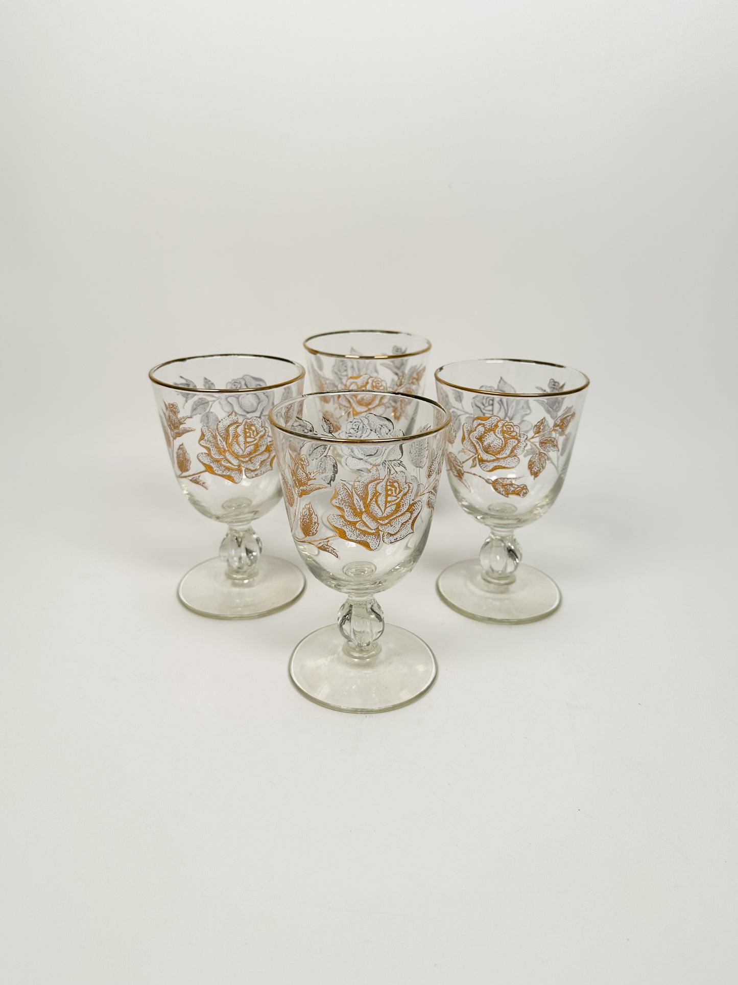 Vintage Gold Rose Glasses
