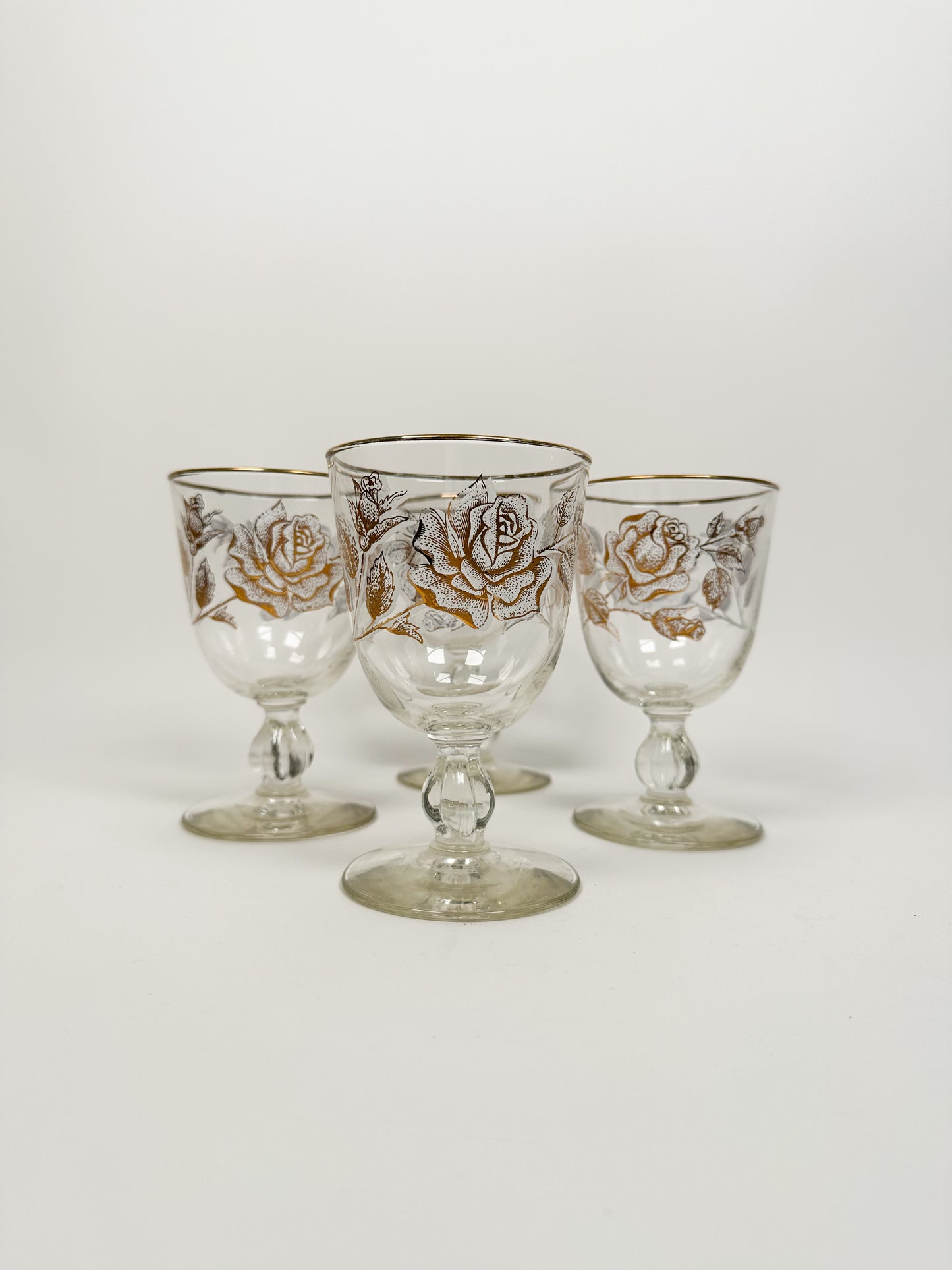 Vintage Gold Rose Glasses