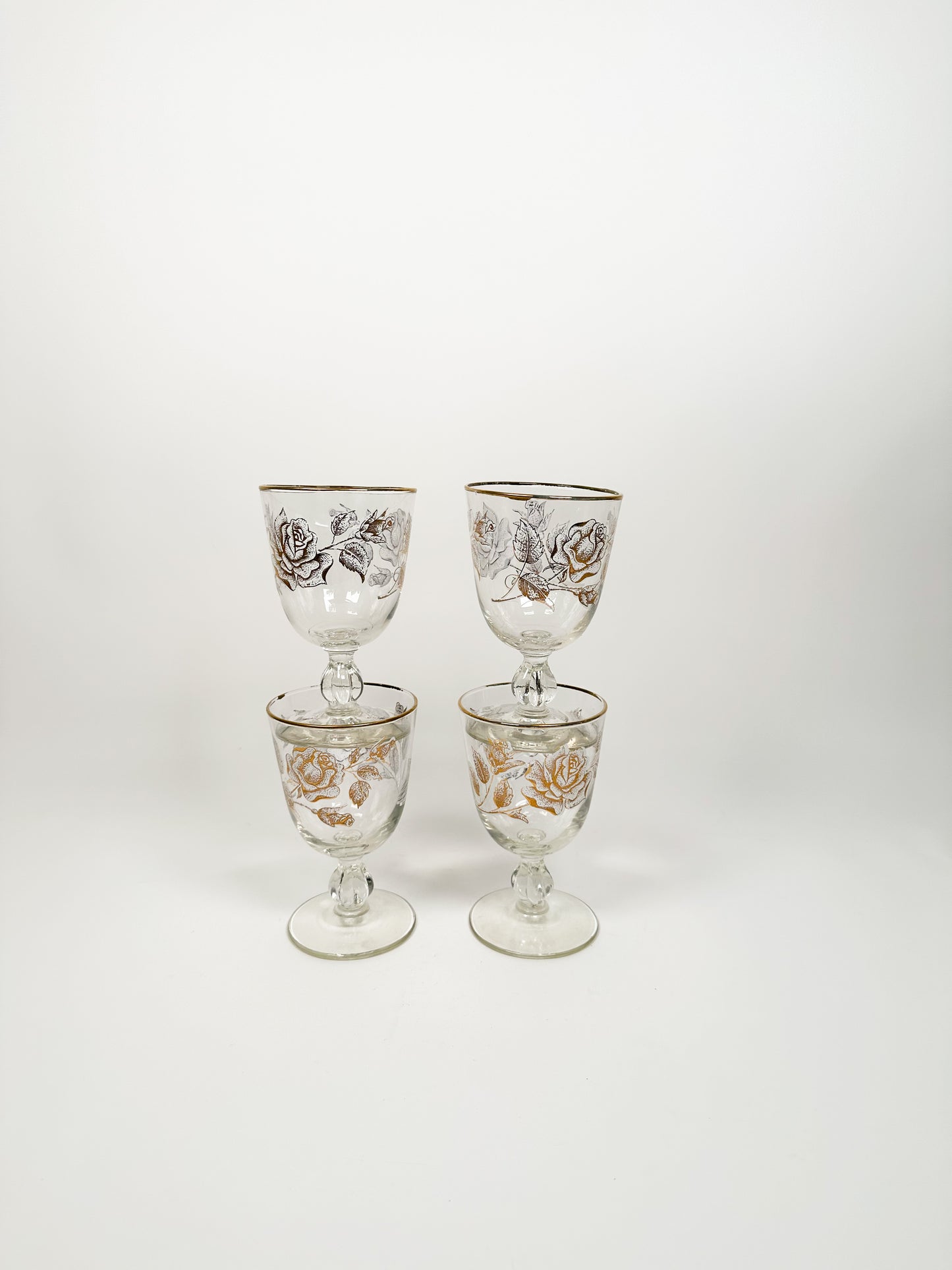 Vintage Gold Rose Glasses
