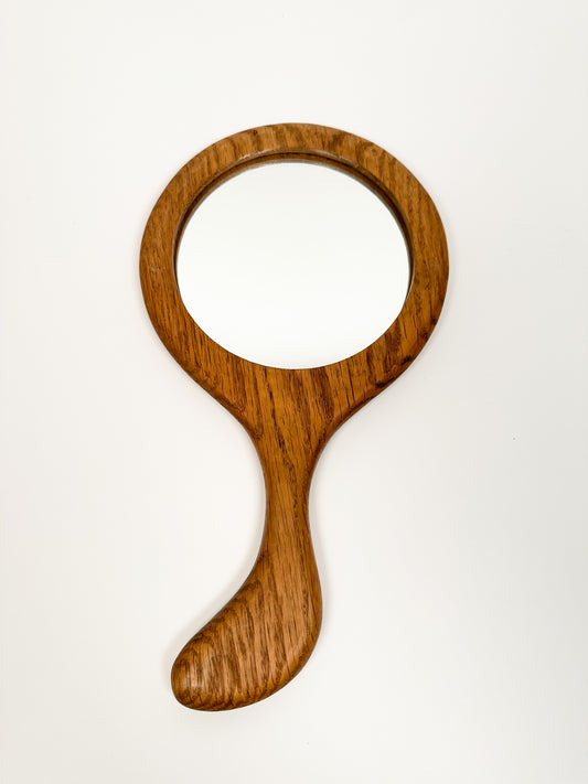 Vintage Wood Handheld Mirror