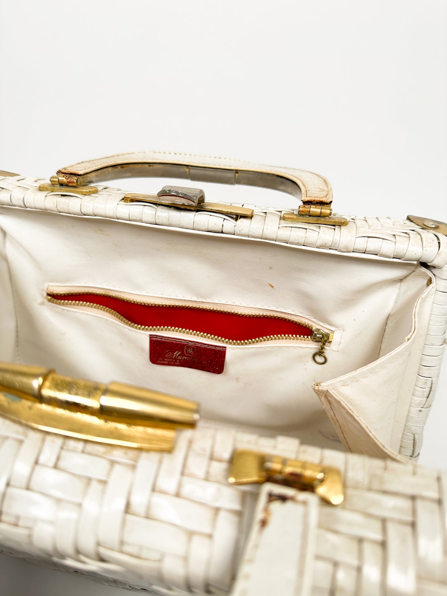 Vintage White Straw Handbag
