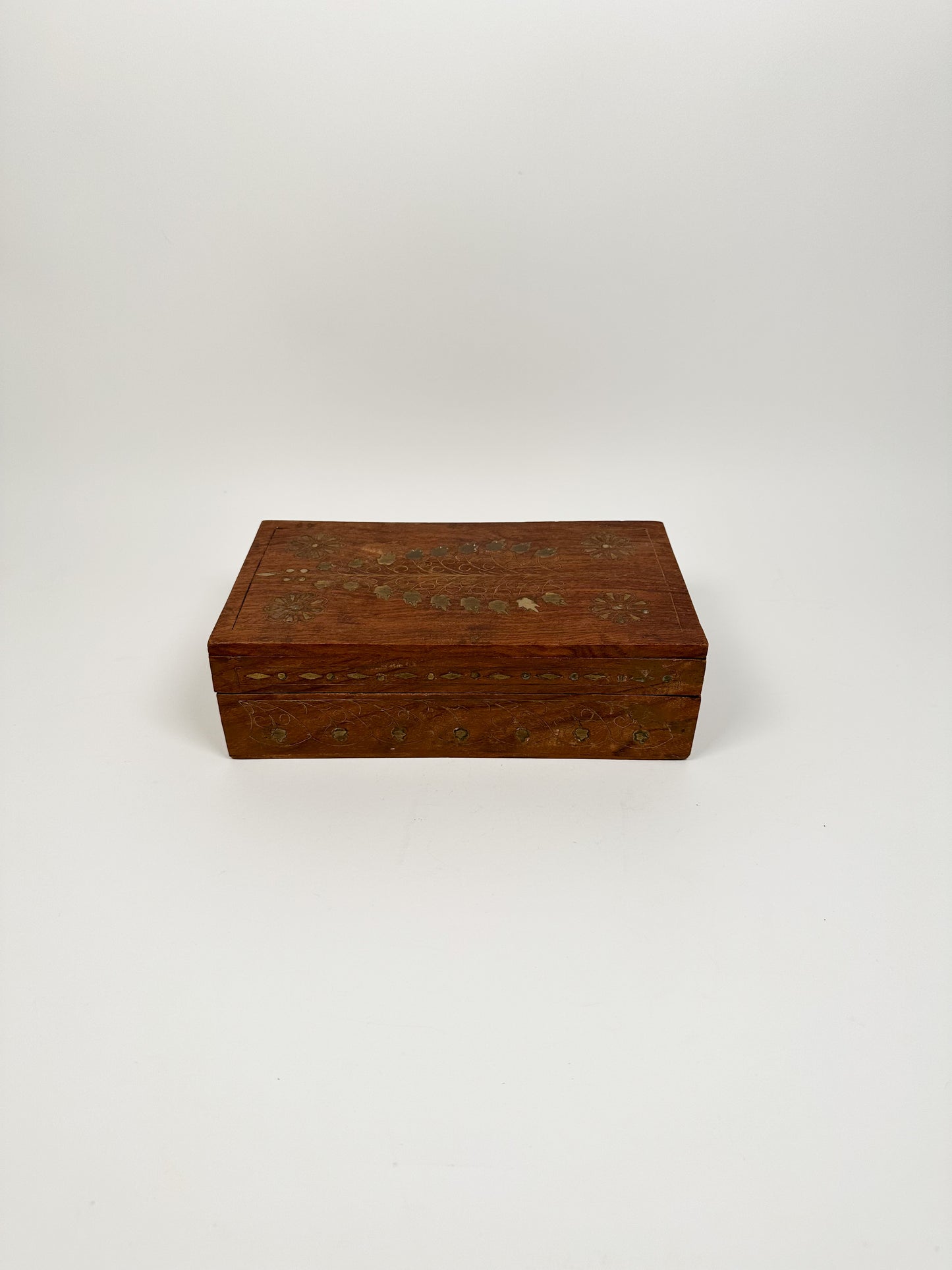 Gold Floral Inlay Wood Box
