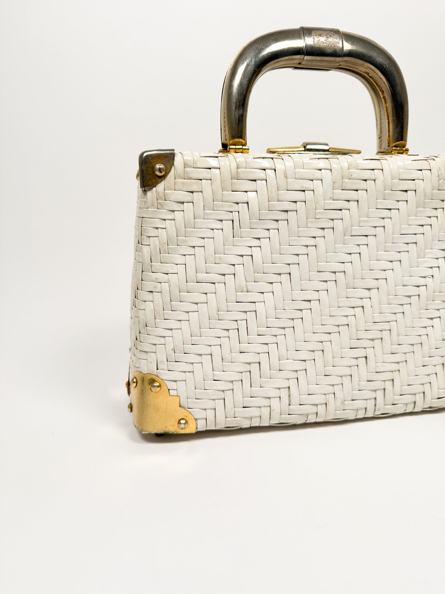 Vintage White Straw Handbag