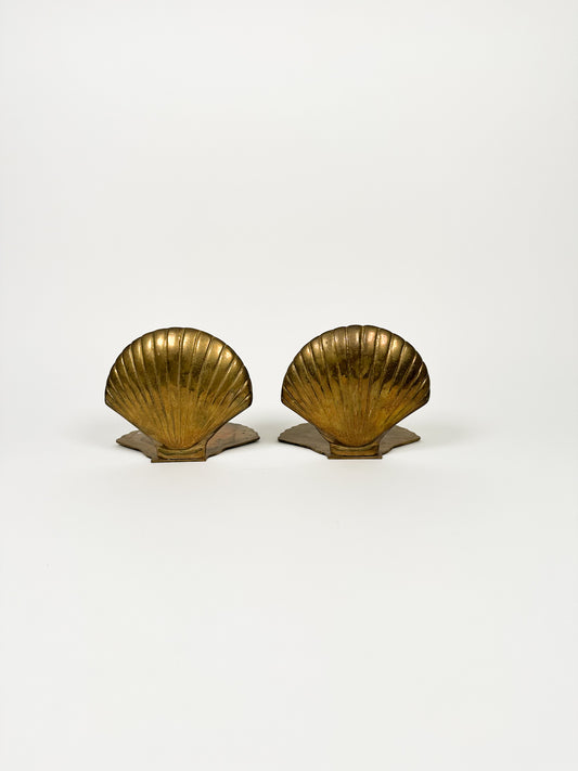 Vintage Brass Shell Bookends